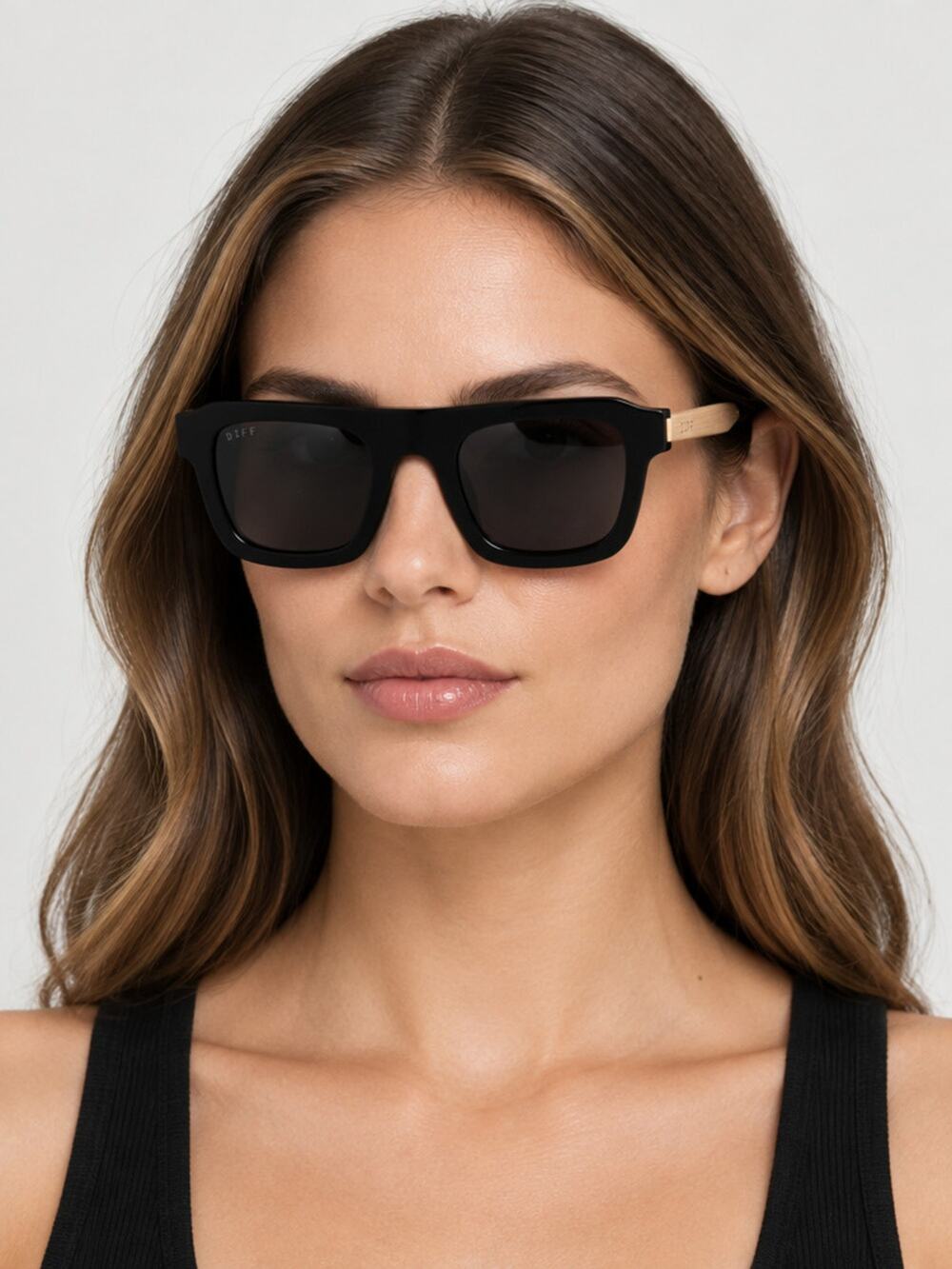 NEW DIFF Eyewear SDFALDE 0BLA Black Sunglasses Authentic